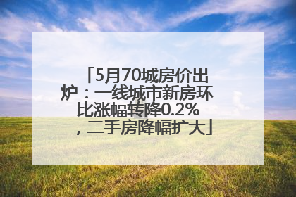 5月70城房价出炉：一线城市新房环比涨幅转降0.2%，二手房降幅扩大